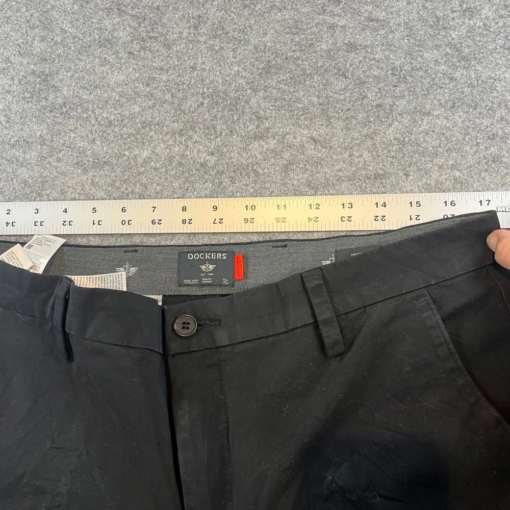 Dockers Mens Smart 360 Flex Straight Fit‎ Black Chino Pants 36 Workwear Casual